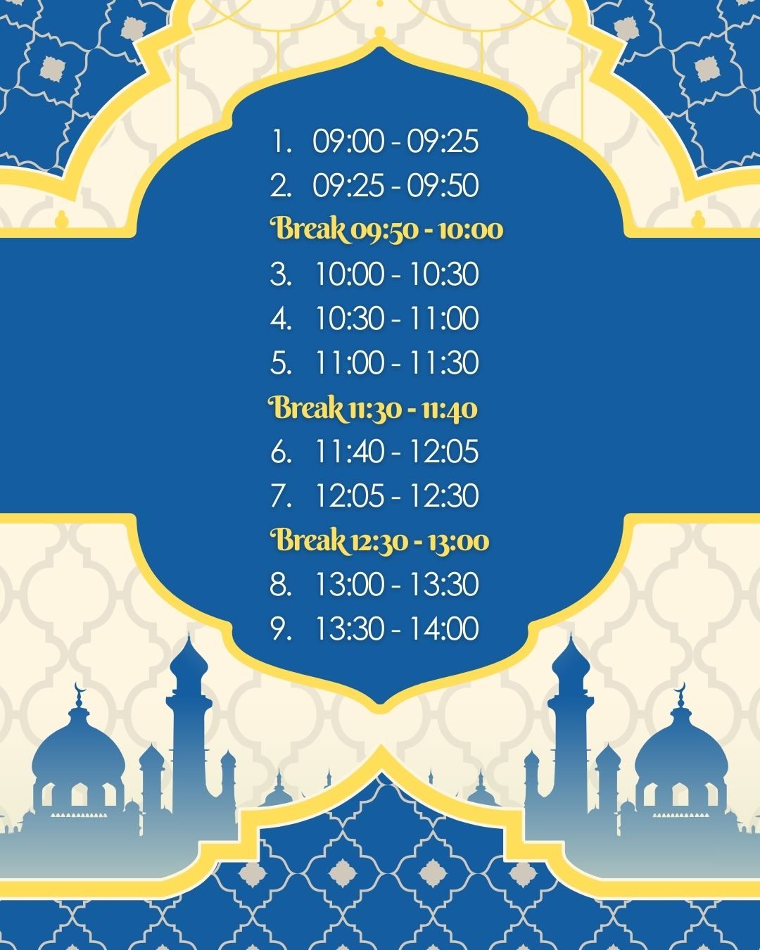 Timetable during Ramadan